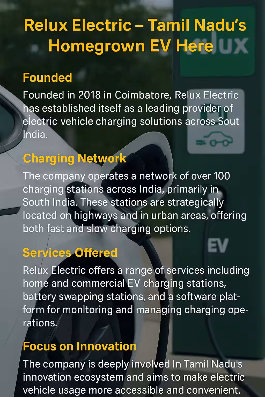 Relux Electric: Tamil Nadu’s Fastest-Growing Electric Vehicle Charging Company Transforming South India’s Electric Mobility